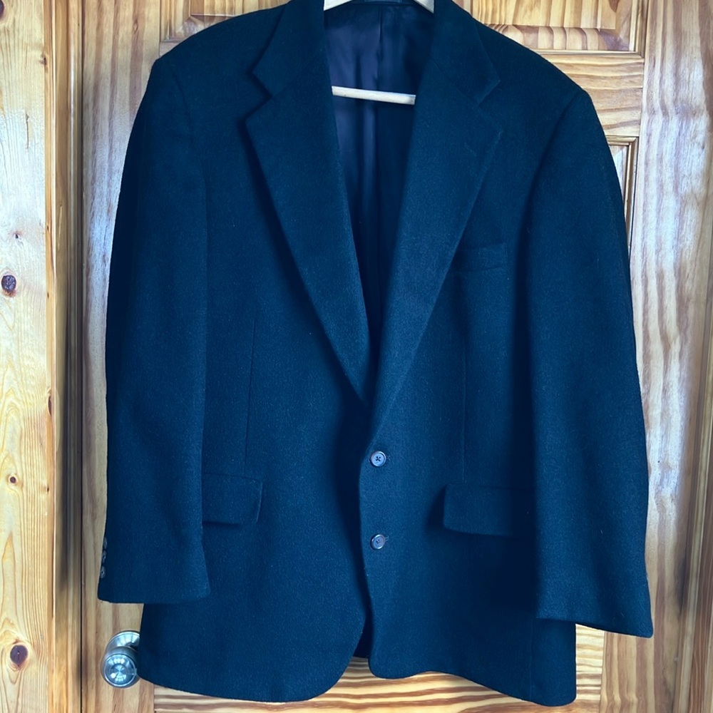 Vintage Norm Thompson Black Men's Blazer wool made in Portland, Oregon, USA.
